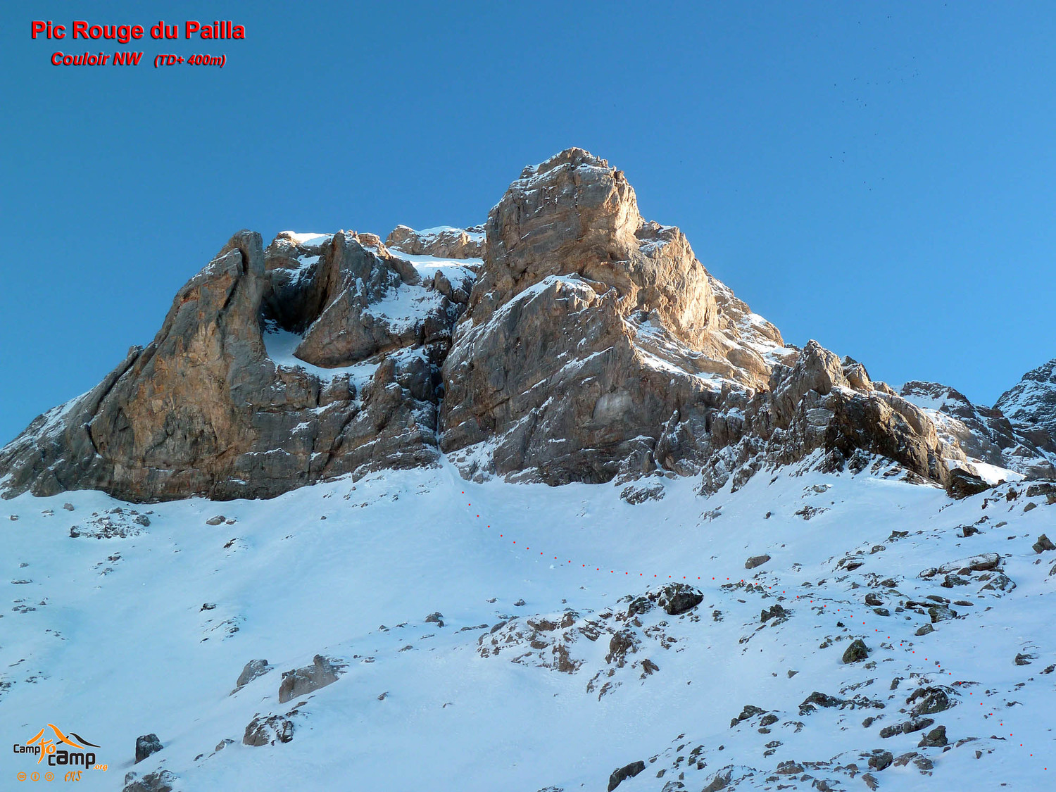 Pic Rouge de Pailla - Couloir NW - Vue de la face NW