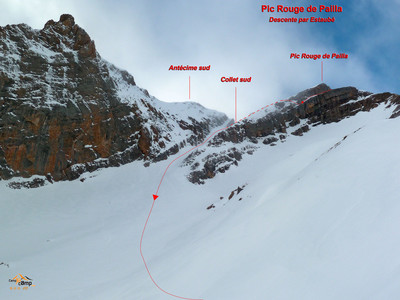 Pic Rouge de Pailla - Redescente versant Estaubé depuis le collet sud