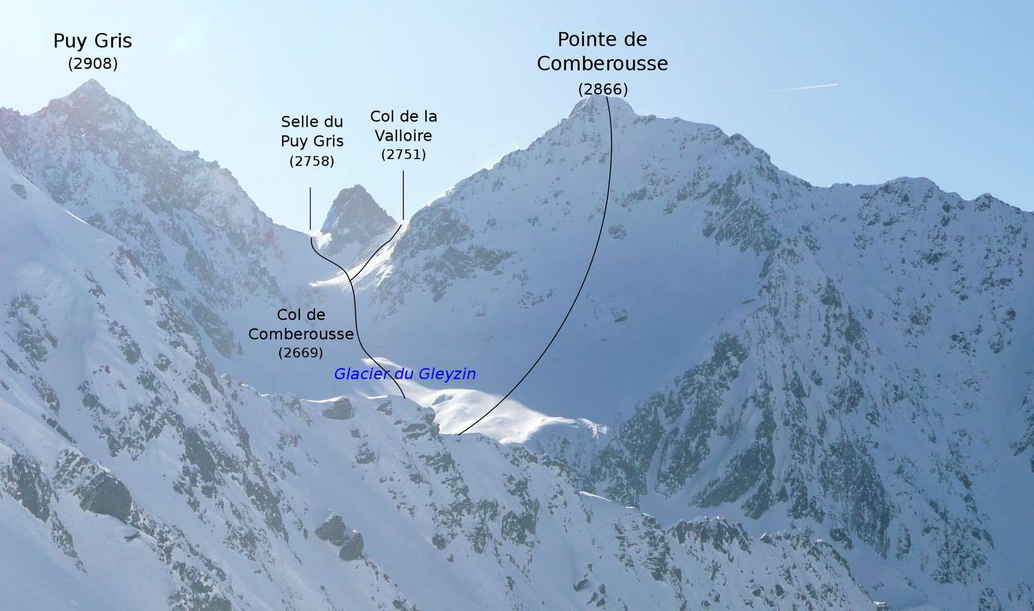 Pointe de Comberousse : Face NE