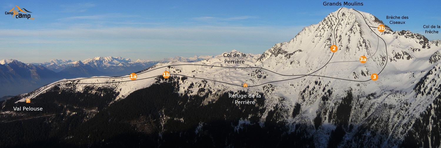 Grands Moulins, Face S et SW depuis Val Pelouse