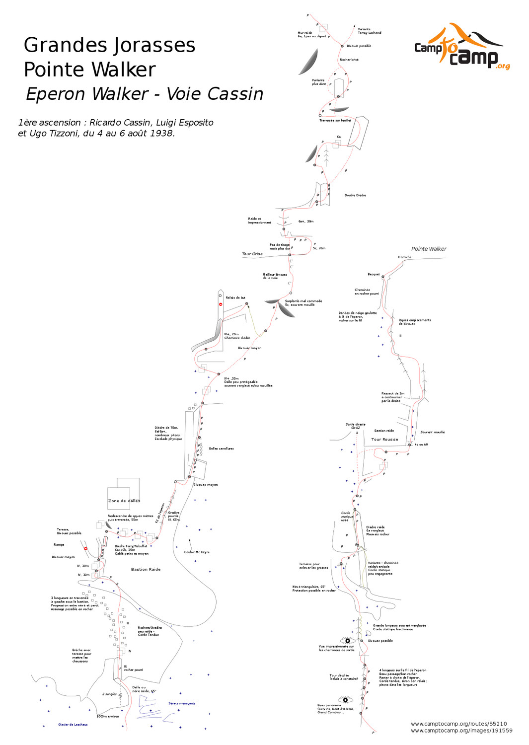 Topo : Grandes Jorasses - Walker Spur