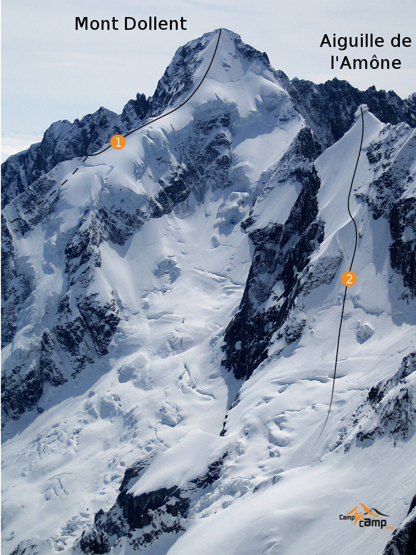 Dolent - Arête Gallet & Aiguille de l'Amone - Face NNE