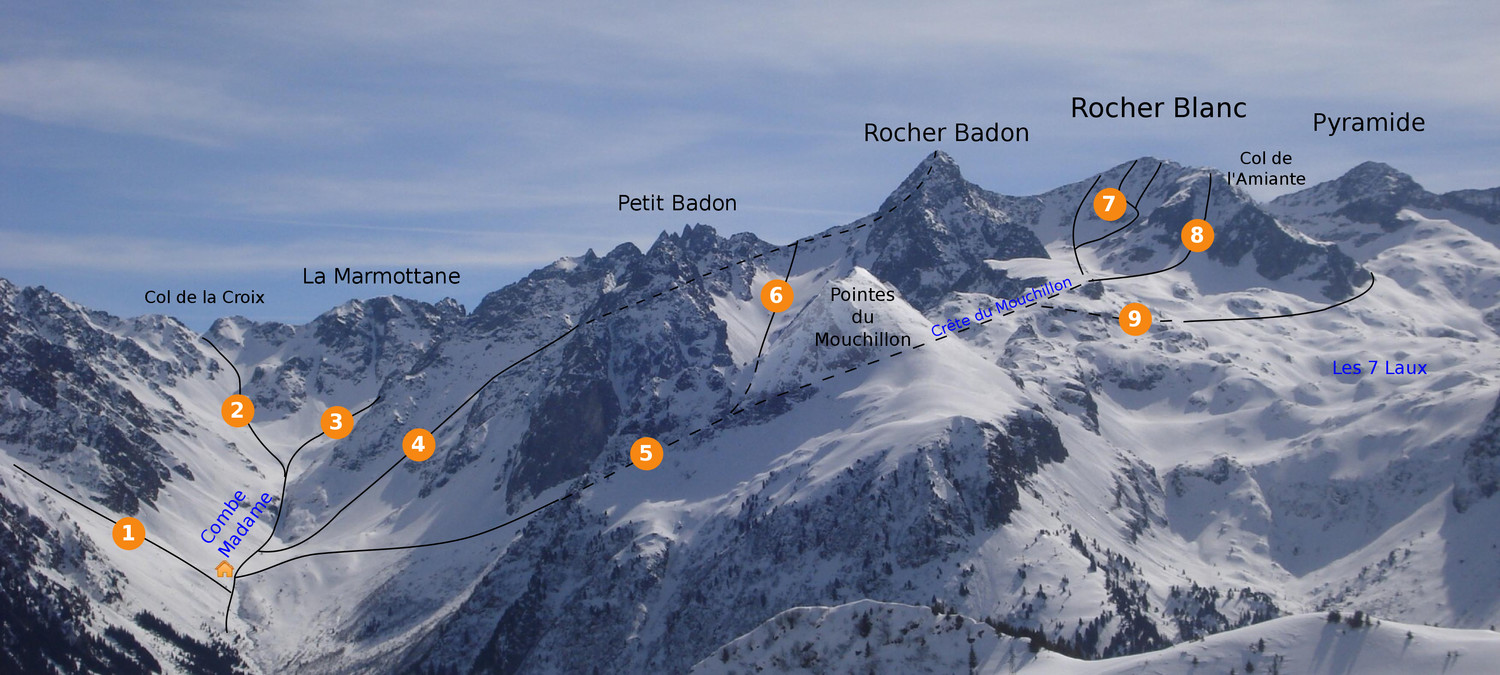 Itinéraires à ski Combe Madame - 7 Laux