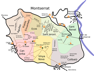 Topo : Montserrat, vue générale Topo : Montserrat, vue générale