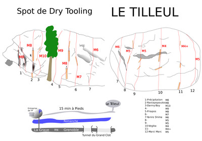 Topo dry-tooling Tilleul (La Grave) Topo dry-tooling Tilleul (La Grave)
