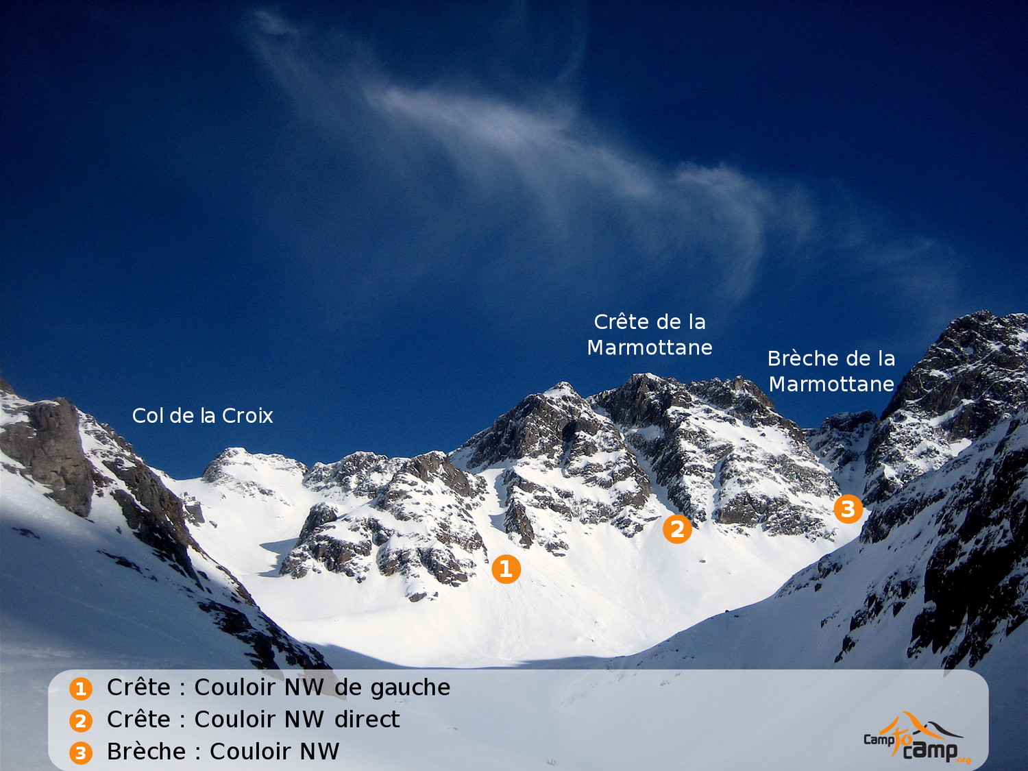 Couloirs NW de la Brèche de la Crête de la Marmottane
