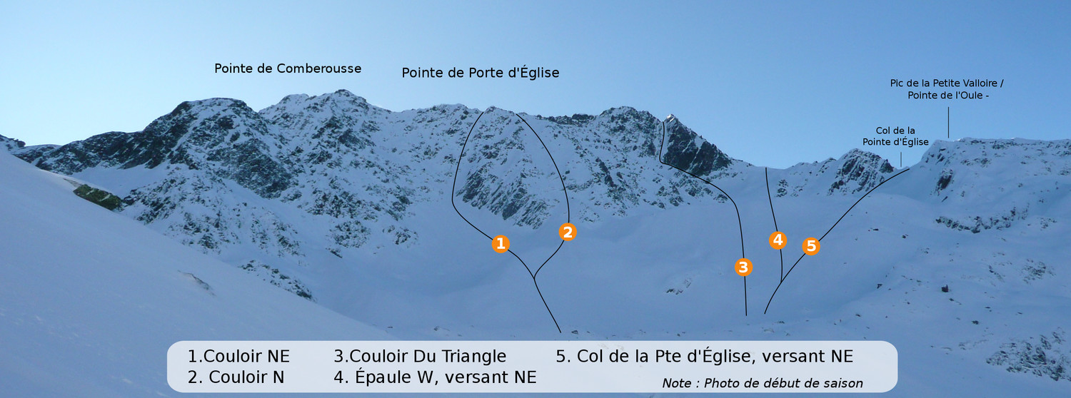 Pointes et Col de la Porte d'Église - versant N