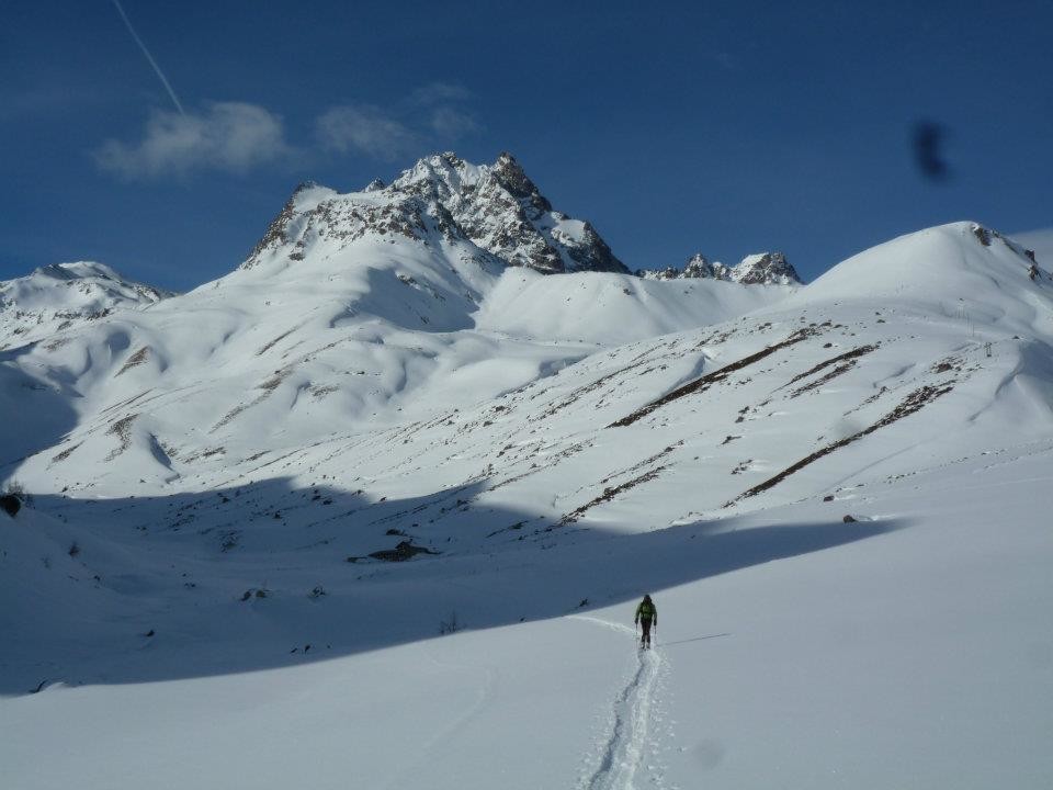 Di ritorno, sullo sfondo il Piz Kesch