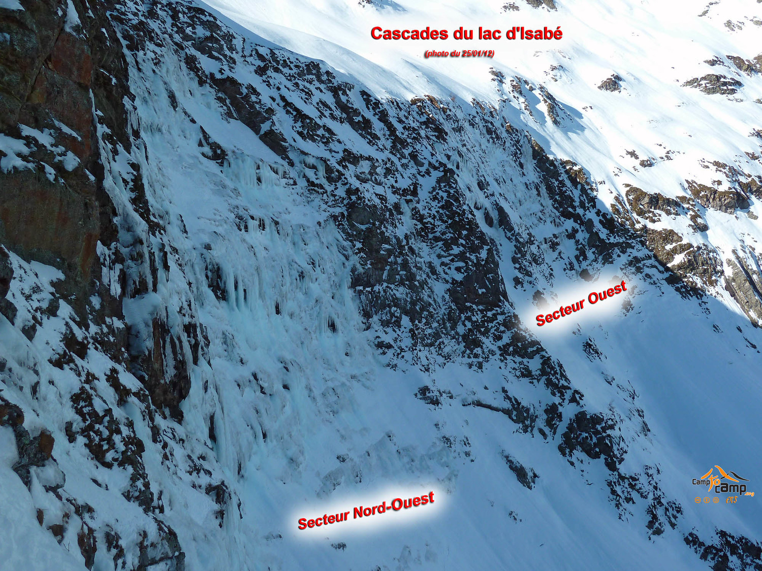 Cascades du lac d'Isabé - Secteurs Nord-Ouest et Ouest