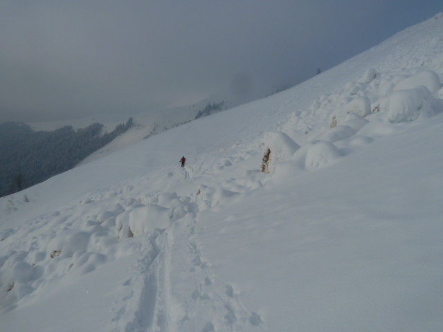 On traverse tout d'abord le glacier de Replan (ravagée).