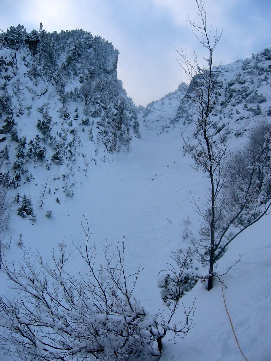 Couloir ENE de la Li Blanche vu depuis l'évitement du ressaut du bas