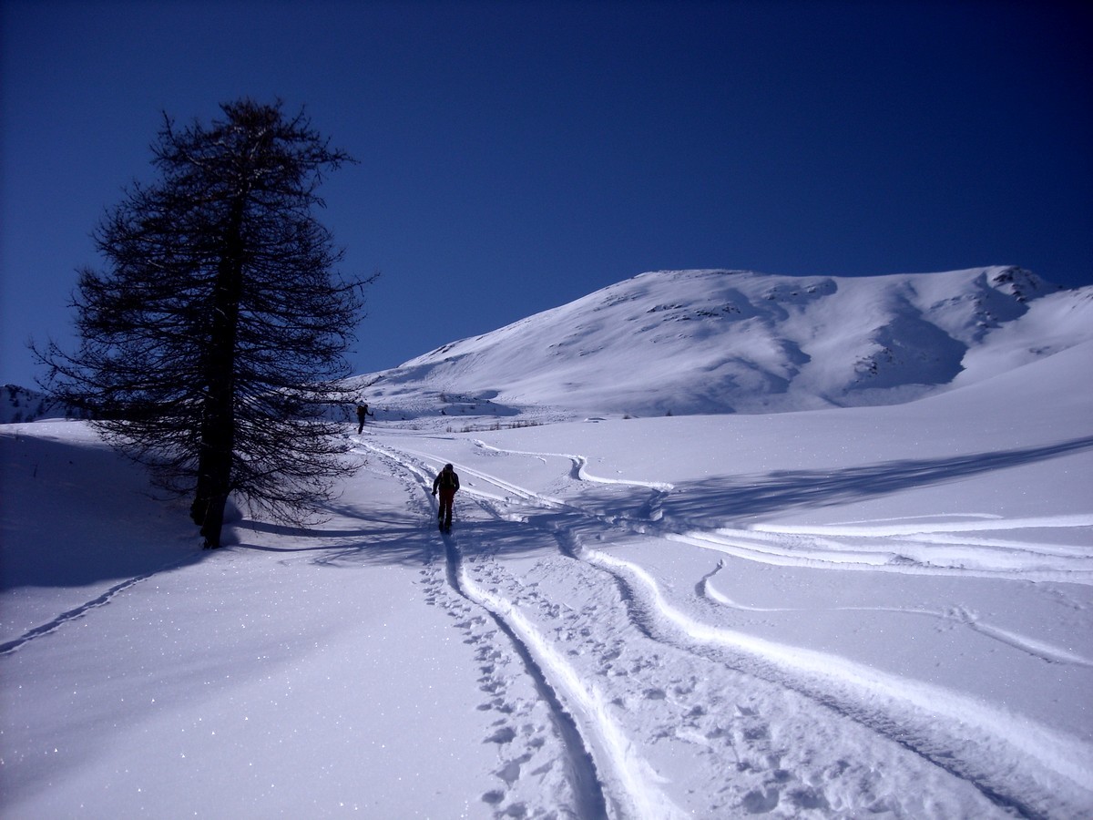 sbucando dopo il bosco, sullo sfondo una tritatissima chaligne