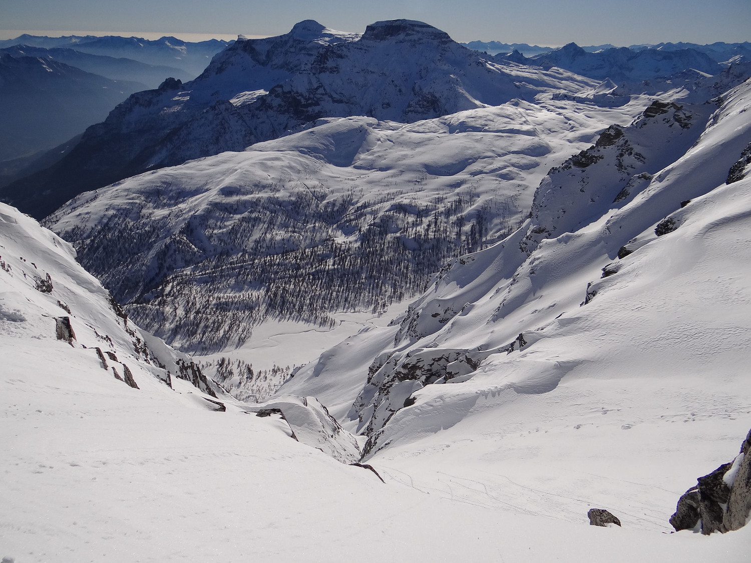 Le départ du couloir S de Pizzo Bandiera