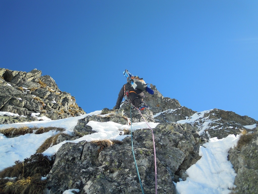Transition entre la goulotte et l'arête