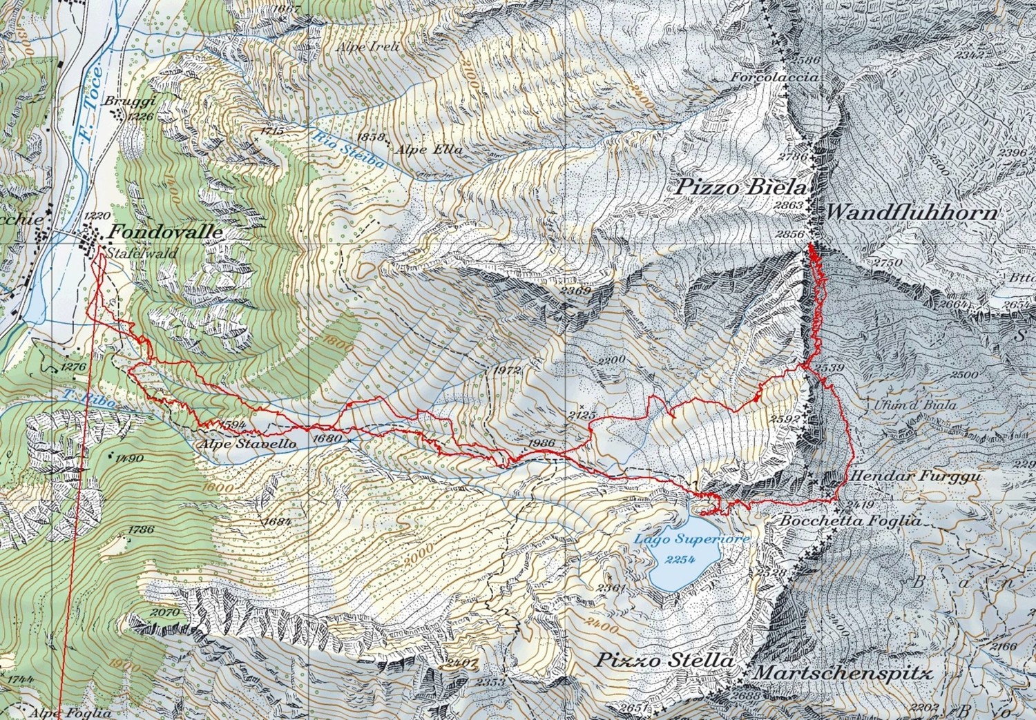itinerario di salita e discesa