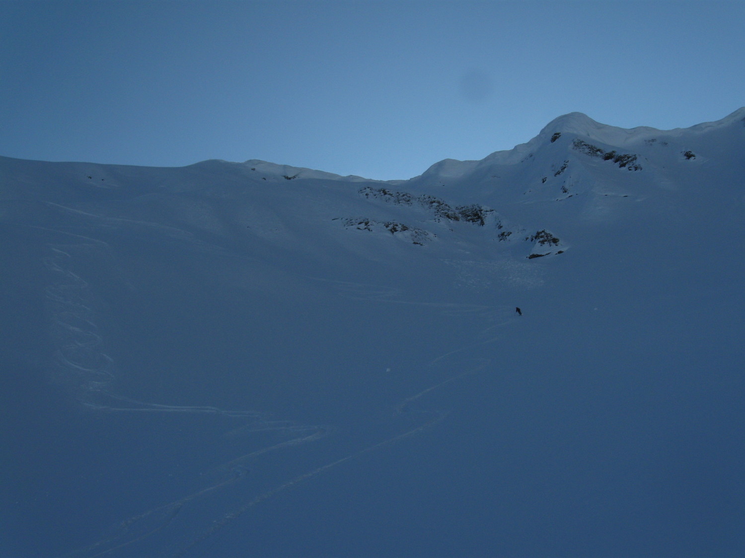 la discesa in ombra, neve stupenda ma che freddo!