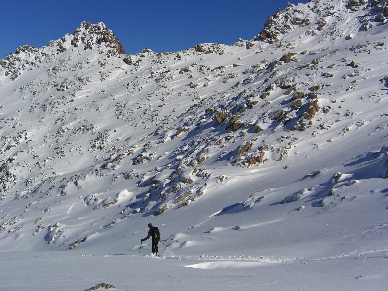 Pointe Ronde - Enneigement minimal sous le Génépi