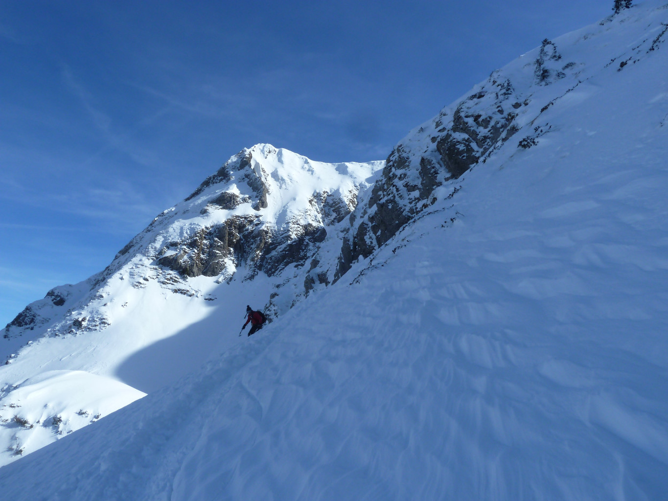 La traversée pour rejoindre notre trace de montée