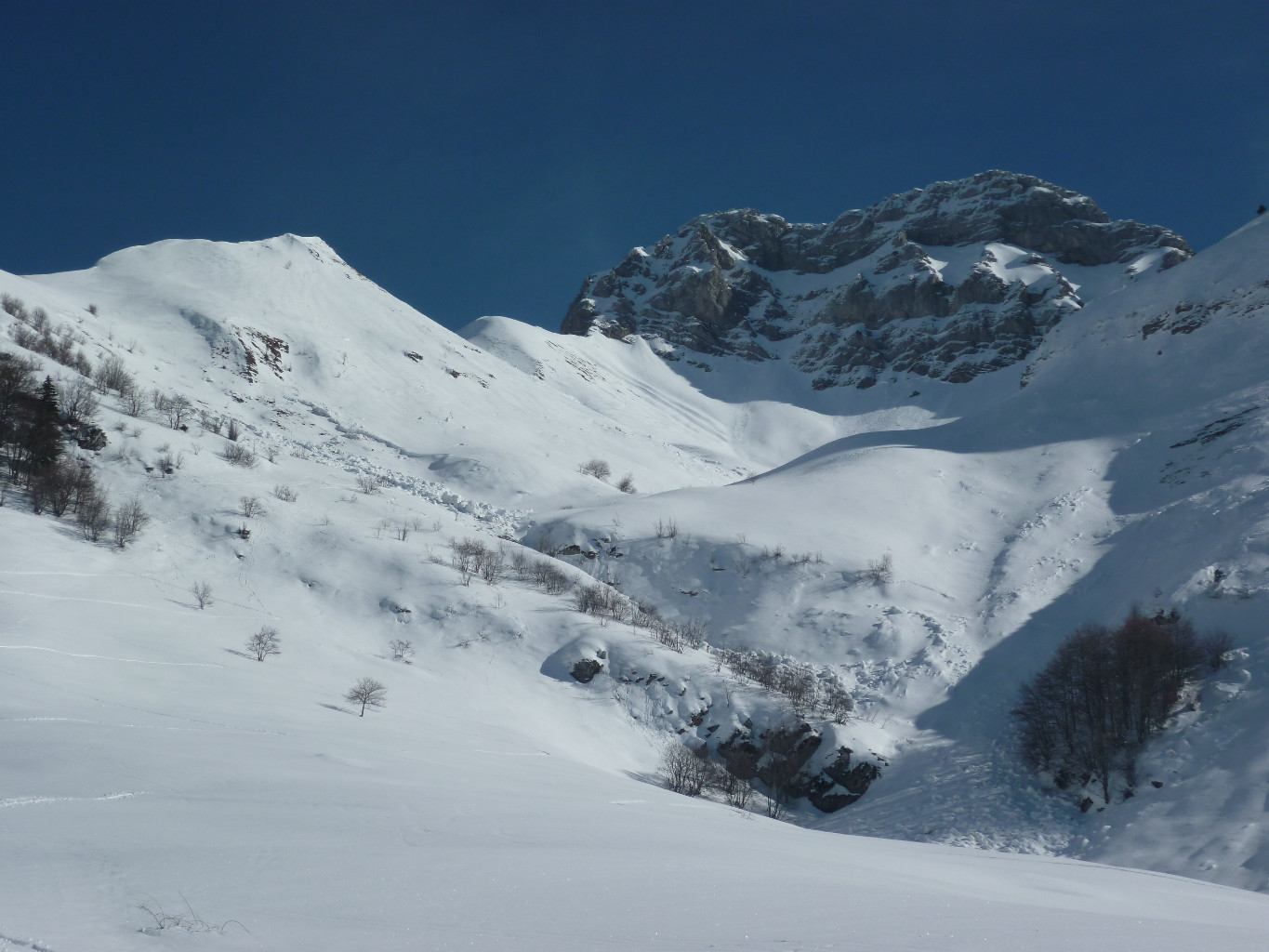 Grosse avalanche de fond dans la montée au chalet de Massoly