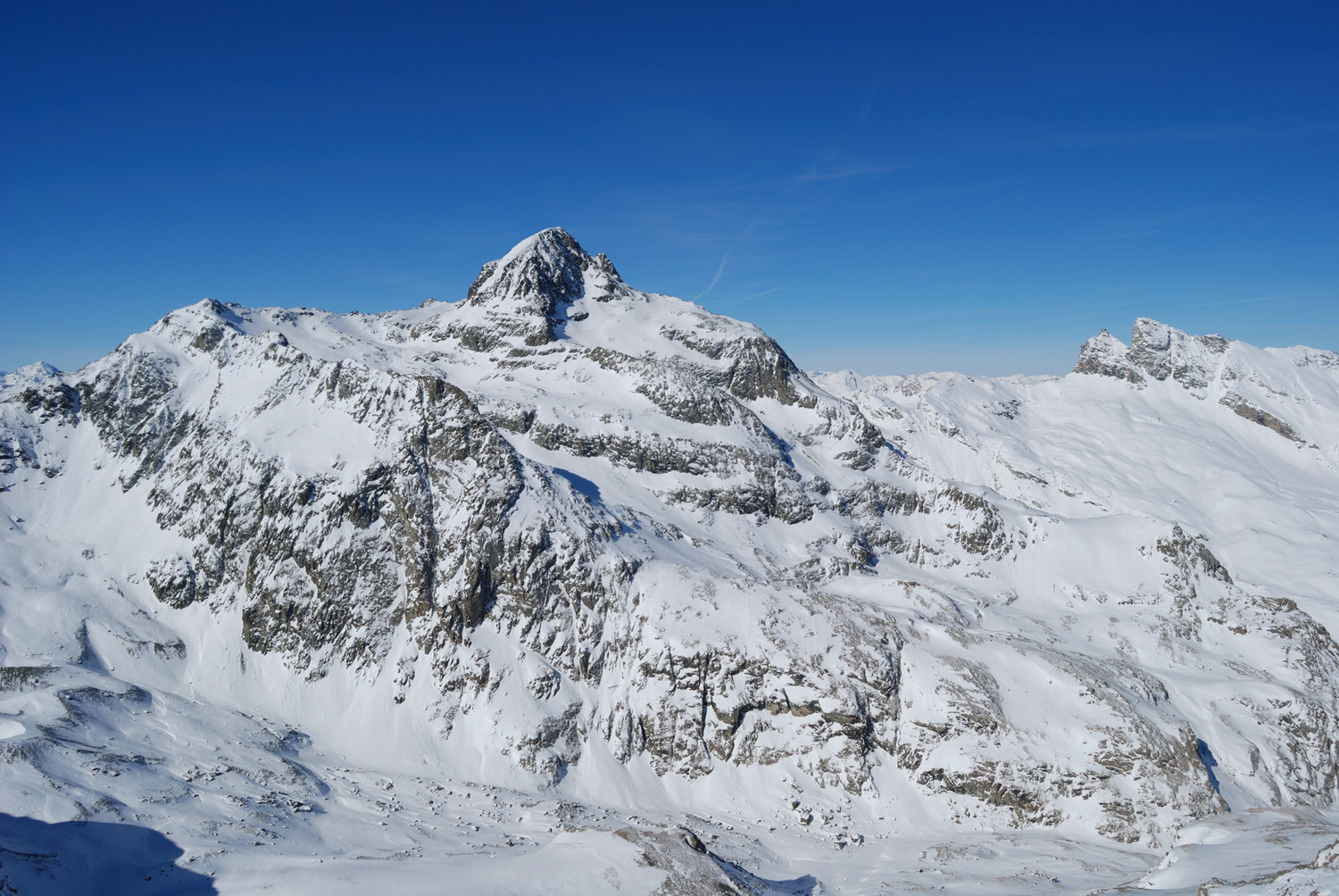 Il Piz Platta 3392m dal Piz Scalotta 2992m