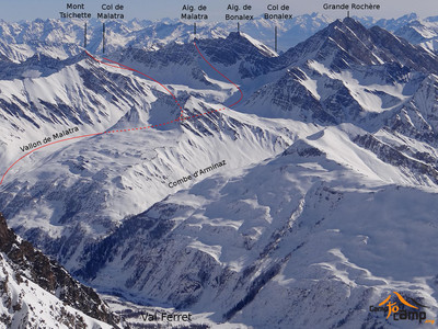 Itinéraires : Col et Aiguille de Malatra (couloir W), mont Tsichette