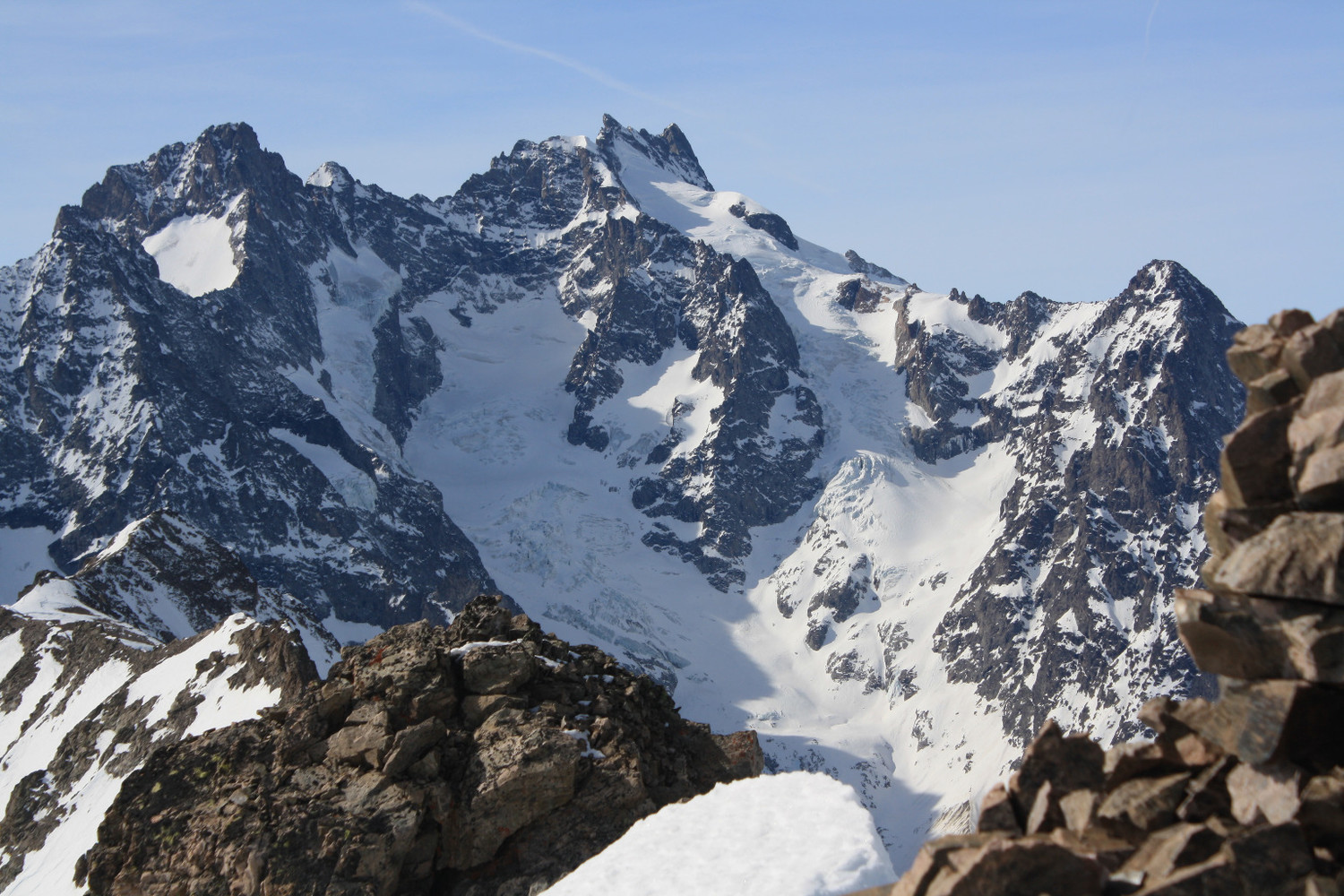 Meije, Pic Gaspard, Bec de l'Homme, glaciers de l'Homme et du Lautaret