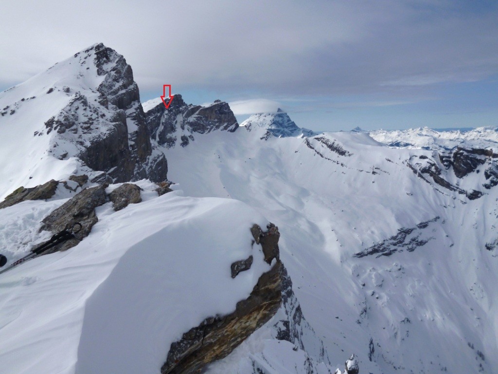 A droite en arrière-plan de la Dent Favre, la Grande Dent de Morcles et le toboggan des Martinets