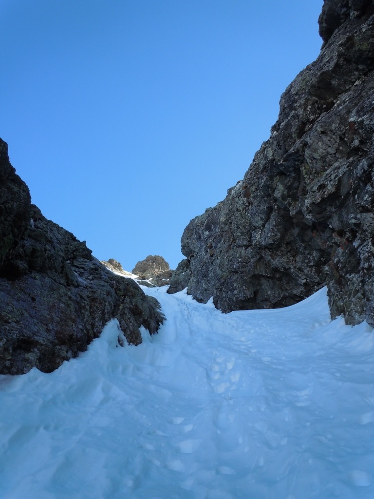 La fin du couloir, avant la pente finale (au soleil)