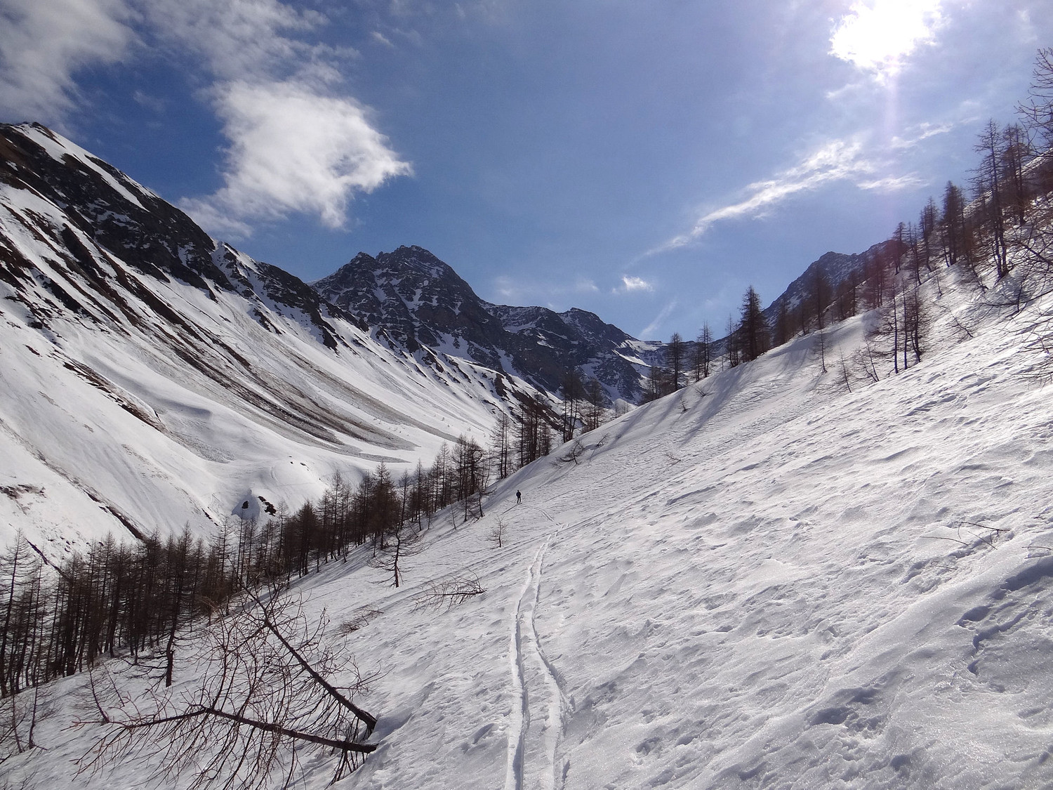 La traversée de sortie du vallon d'Arminaz rive gauche