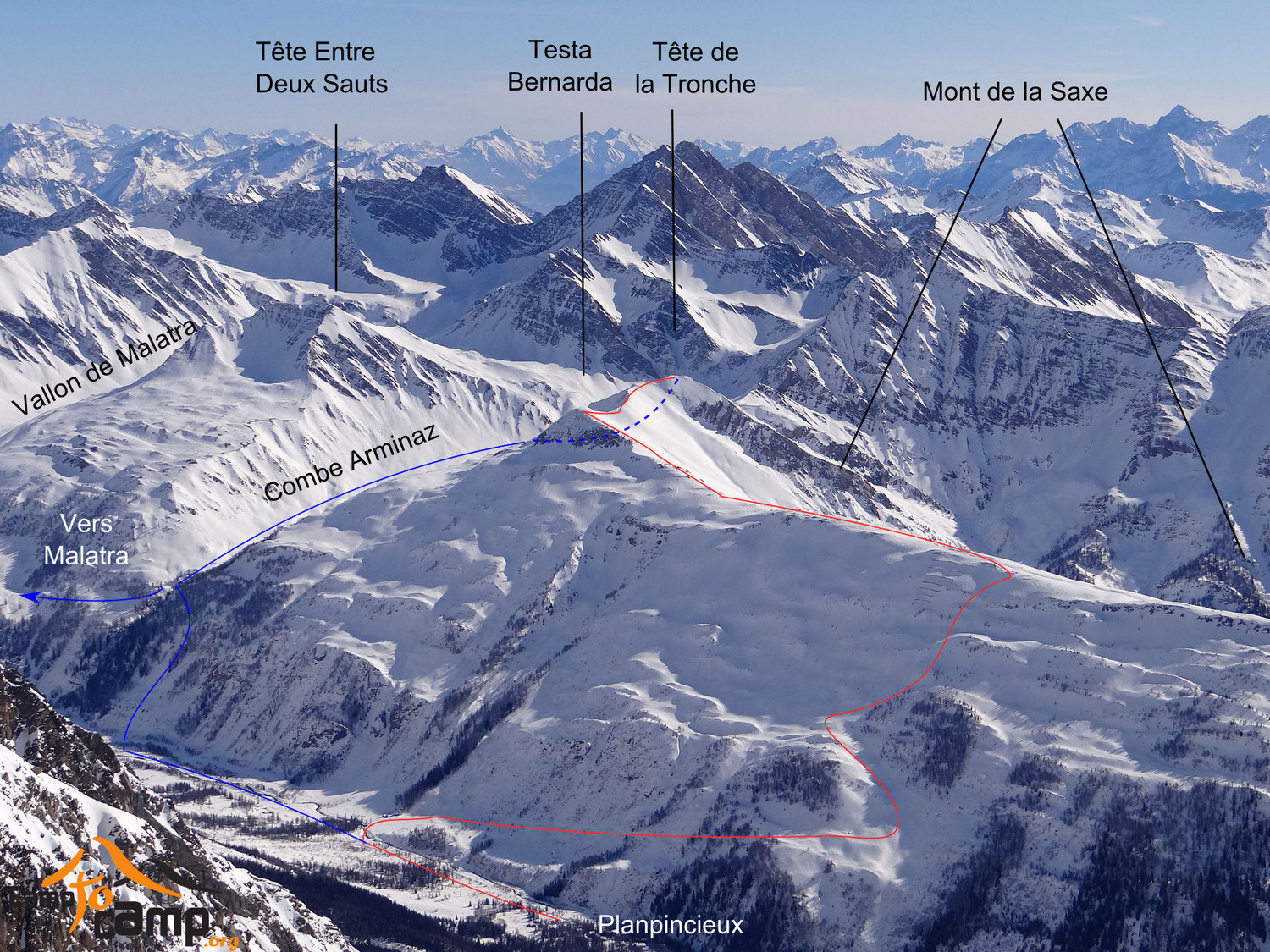 Testa Bernarda et tête de la Tronche depuis Planpincieux