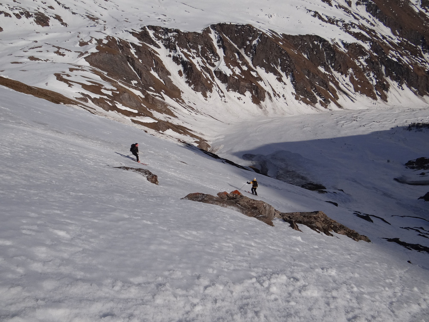 Un des couloirs arrivant directement à la combe de Planaval