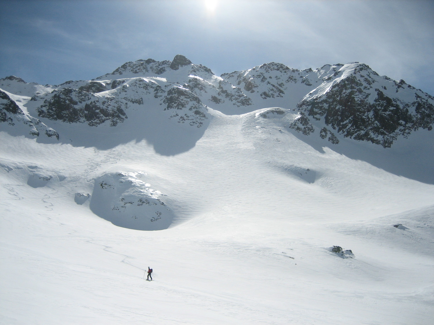Vallon du Veyton : Brèche de la Passoire (tout à gauche) et couloirs N de l'Aup du Pont