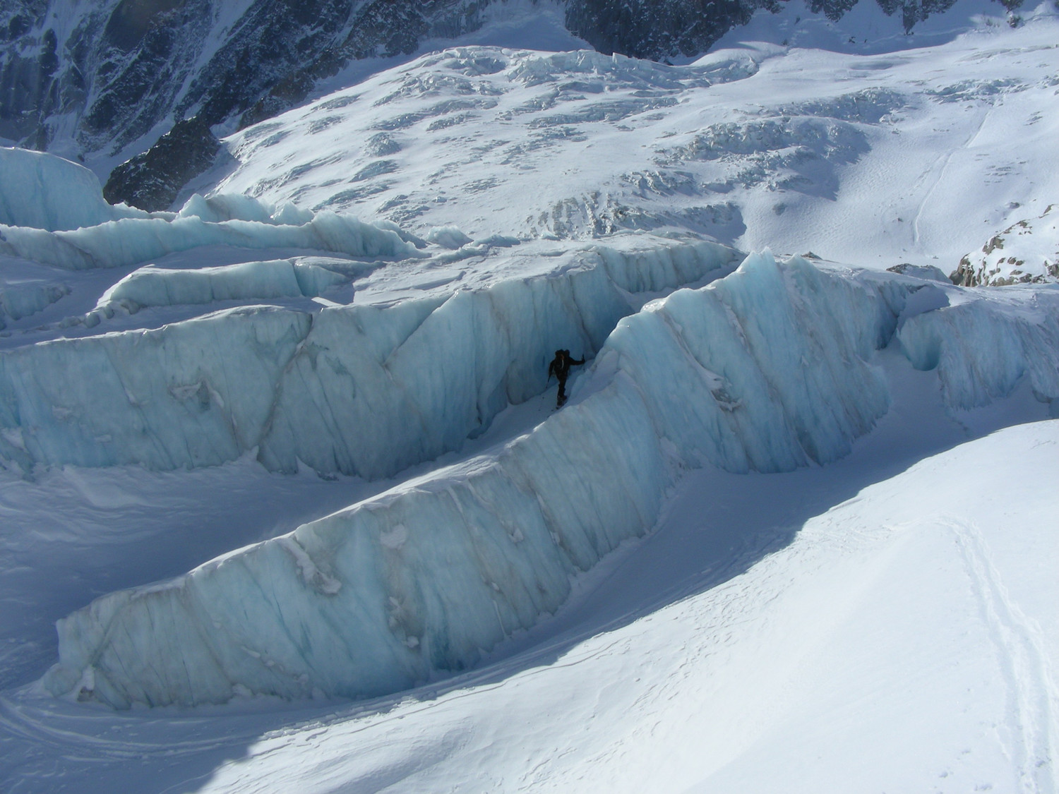 Dans le dédale de la rive droite du glacier d'Argentière