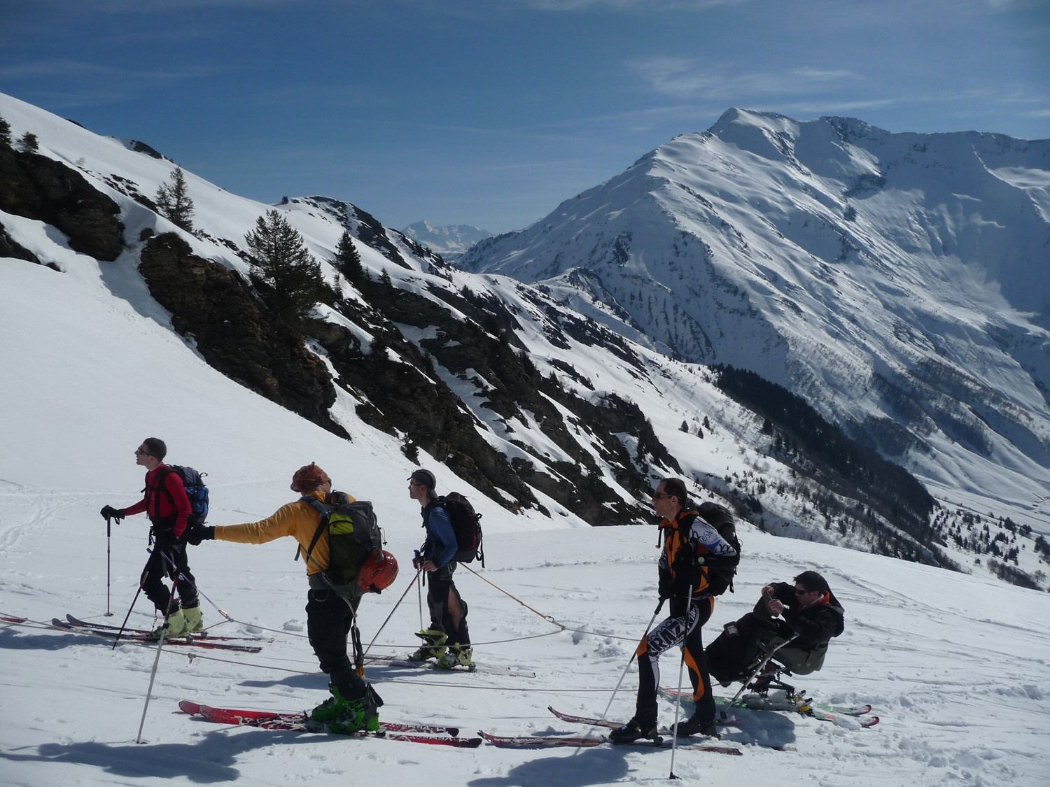 une partie de l'attelage, et le Mont Pourri au fond