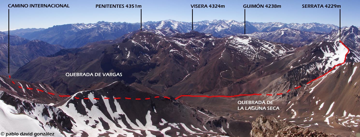 Ruta de ascenso al Serrata 4229m