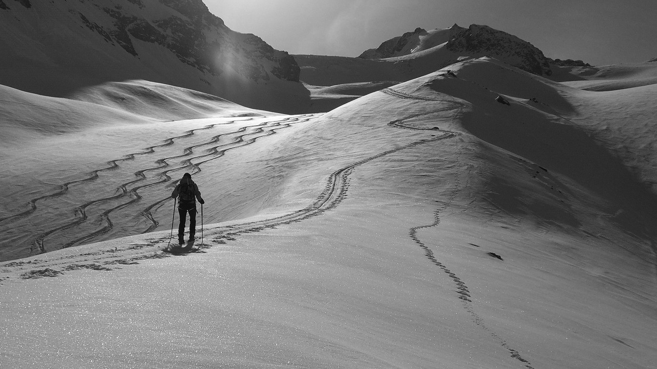 Combin de Boveire - Avec pas mal d'expérience, on distingue très facilement les traces de descente des traces de montée