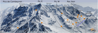 Pics de Combeynot : Topo des itinéraires à ski de rando des Faces N et NW Pics de Combeynot : Topo des itinéraires à ski de rando des Faces N et NW