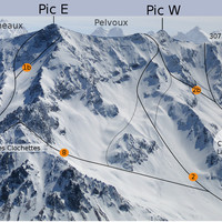 Pics de Combeynot : Topo des itinéraires à ski de rando des Faces N et NW