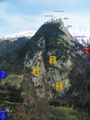 Pointe du Tuet, zones d'escalade
