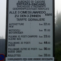 Tarifs 2012 de la route privée des Tre Cime