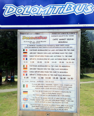 Horaires été 2012 Dolomitibus Tre Cime - Lago Antorno Horaires été 2012 Dolomitibus Tre Cime - Lago Antorno