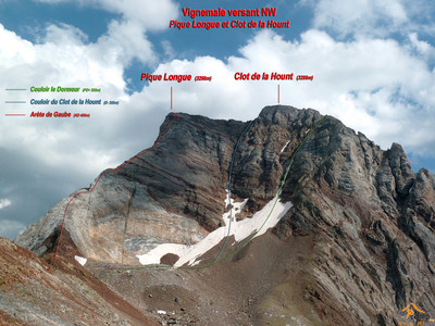 Vignemale : Pique Longue et Pic du Clot de la Hount versant NW Vignemale : Pique Longue et Pic du Clot de la Hount versant NW