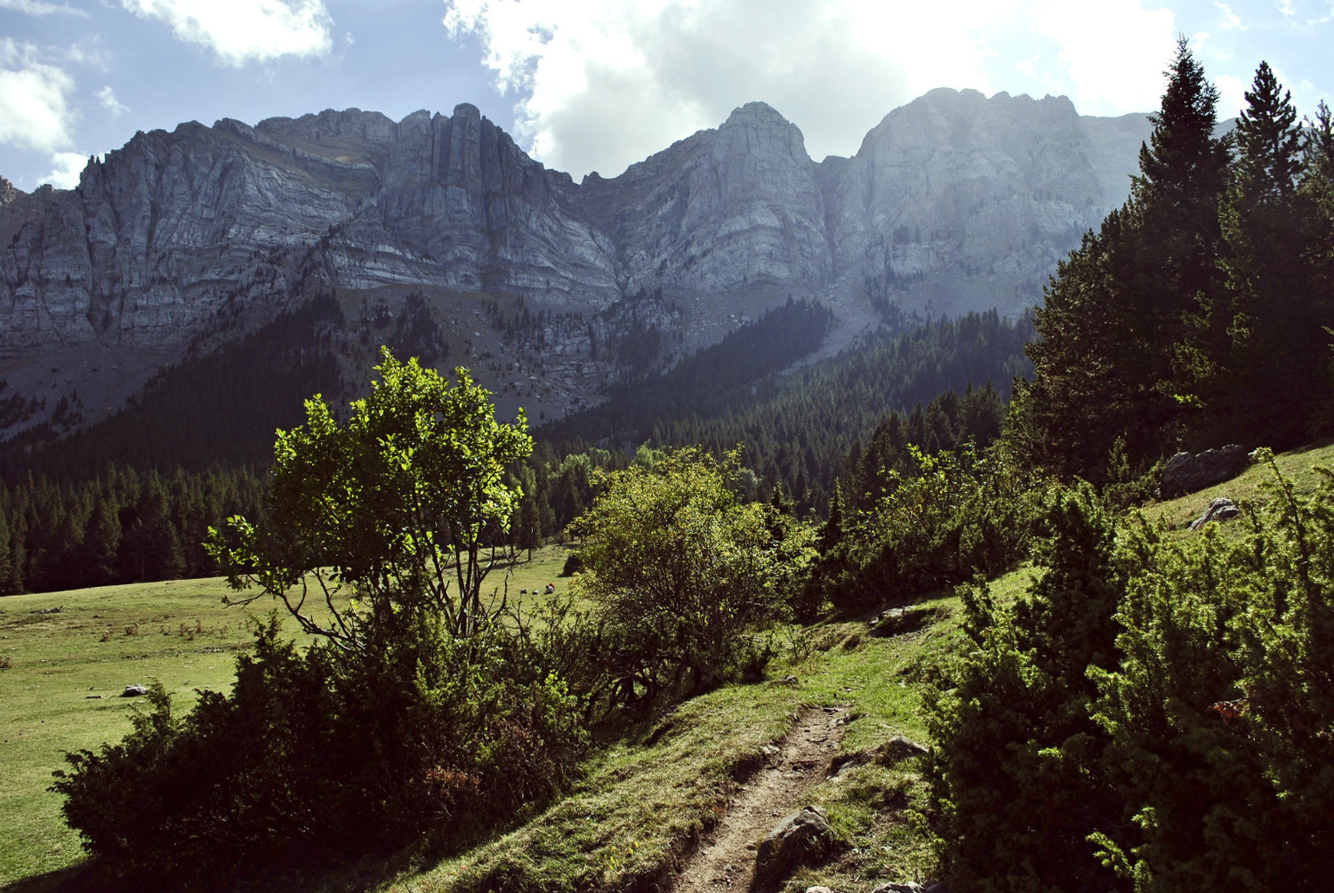 Couloirs Cristall (gauche) et Ordiguer (droite) depuis le pla de cadi