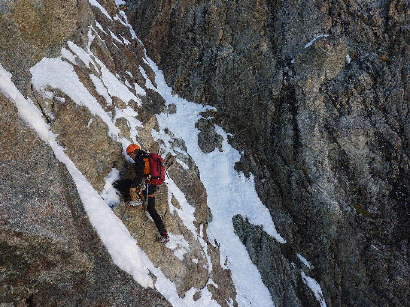 Longueurs de sortie en neiges, pointe de Thorant.
