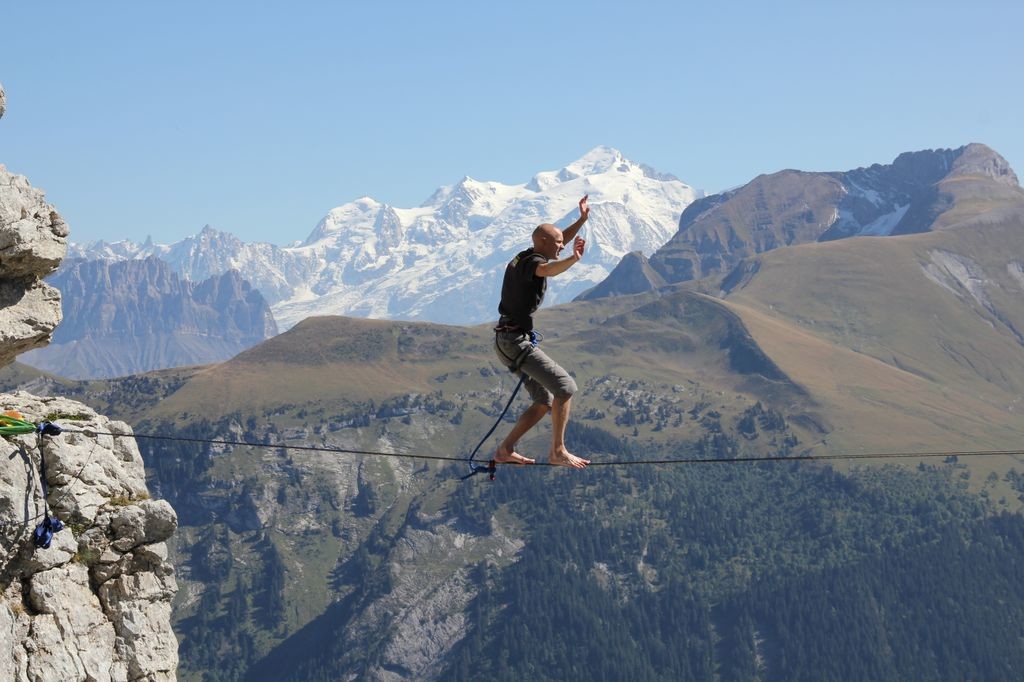 highline avec mont blanc