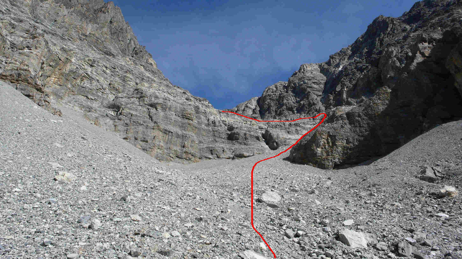 Tracé dans le couloir sous la première barre