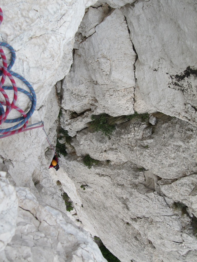 la première longueur, vue d'en haut