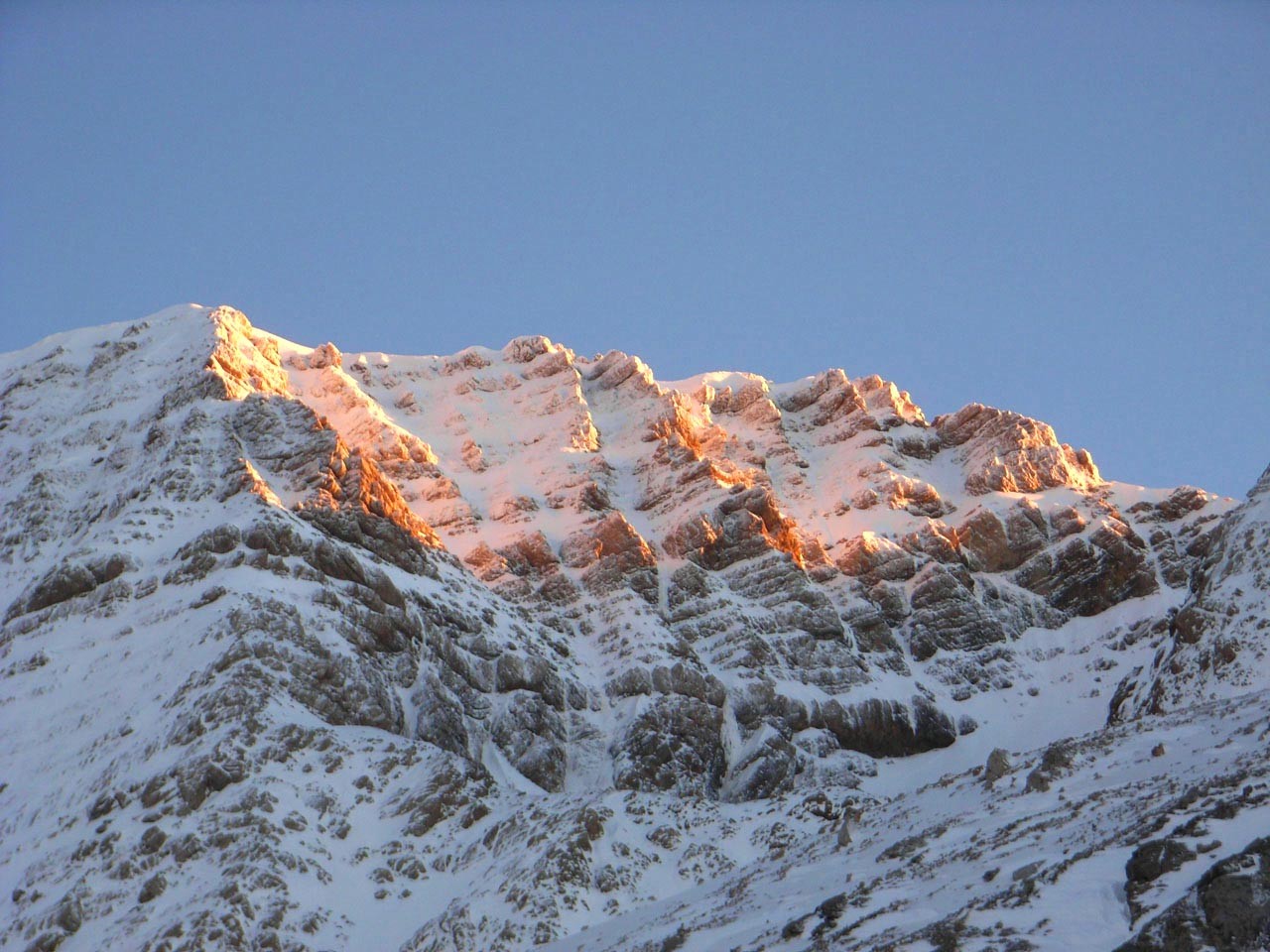 Coucher de soleil sur la face W du Taillon
