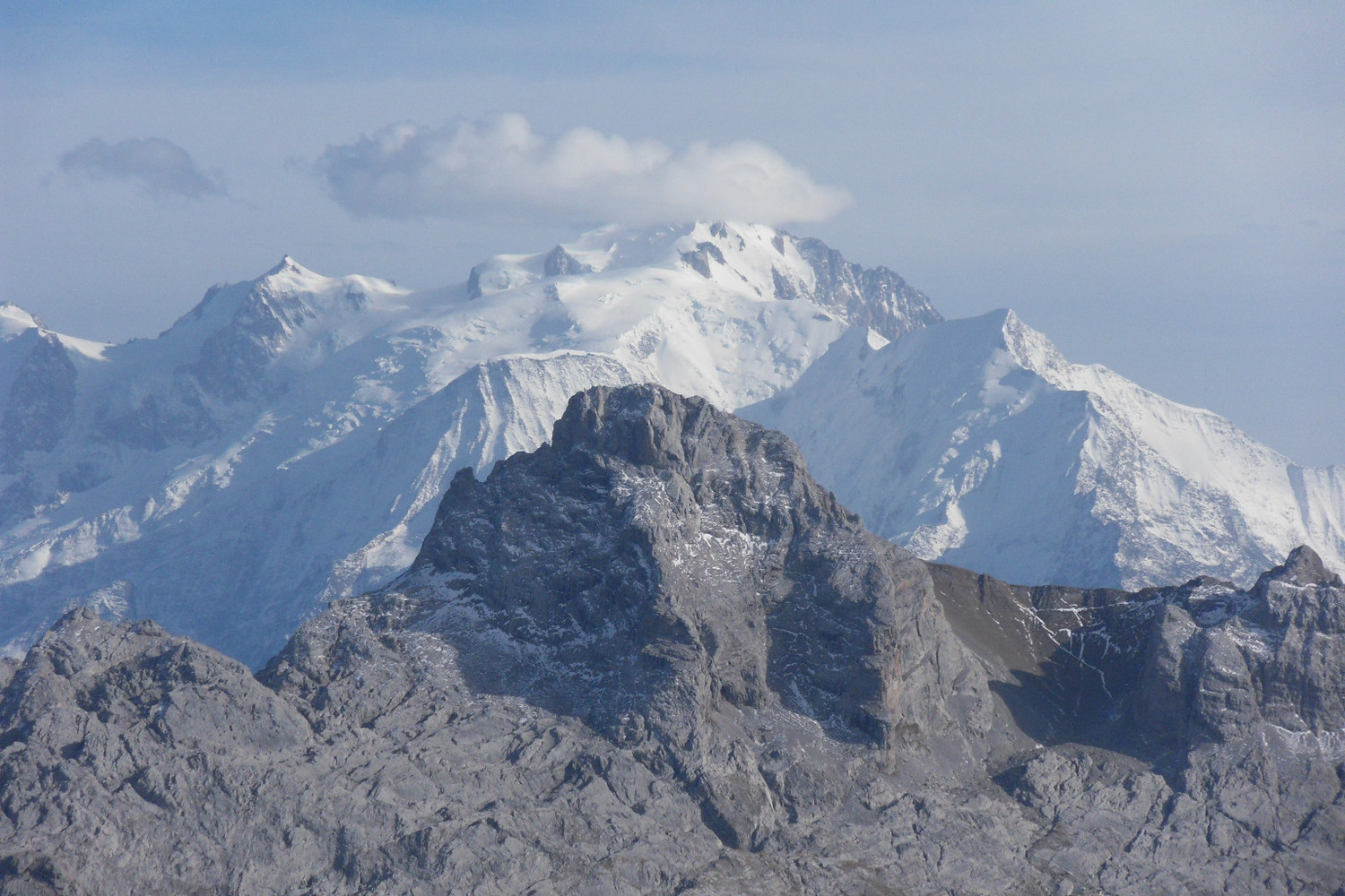 Pointe percée et Mont Blanc