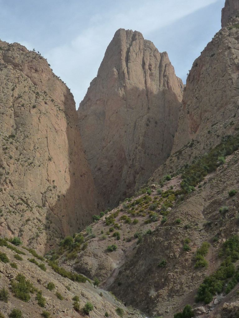 Vu sur la paroi des sources (à gauche) et le Taoujdad
